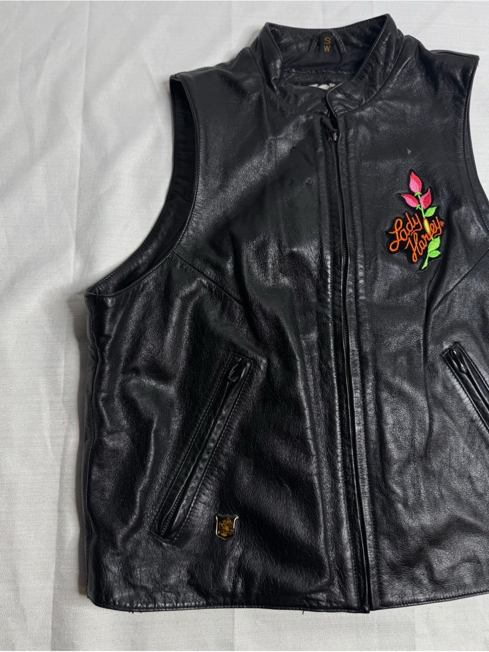 VINTAGE Authentic Harley-Davidson Black Leather Vest Womens Size Small - Picture 3 of 12
